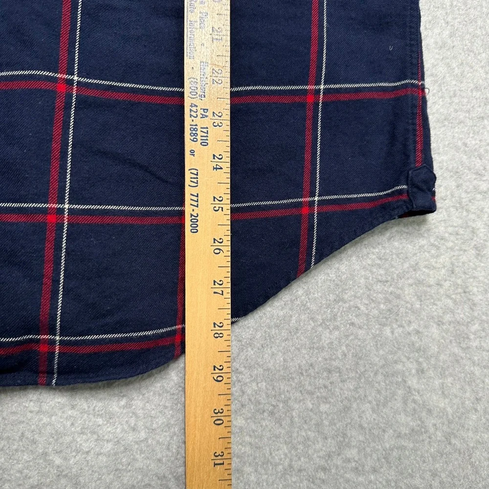 Rag & Bone Mens Fit 2 Navy Blue Red Windowpane Plaid Cotton Flannel Shirt Medium